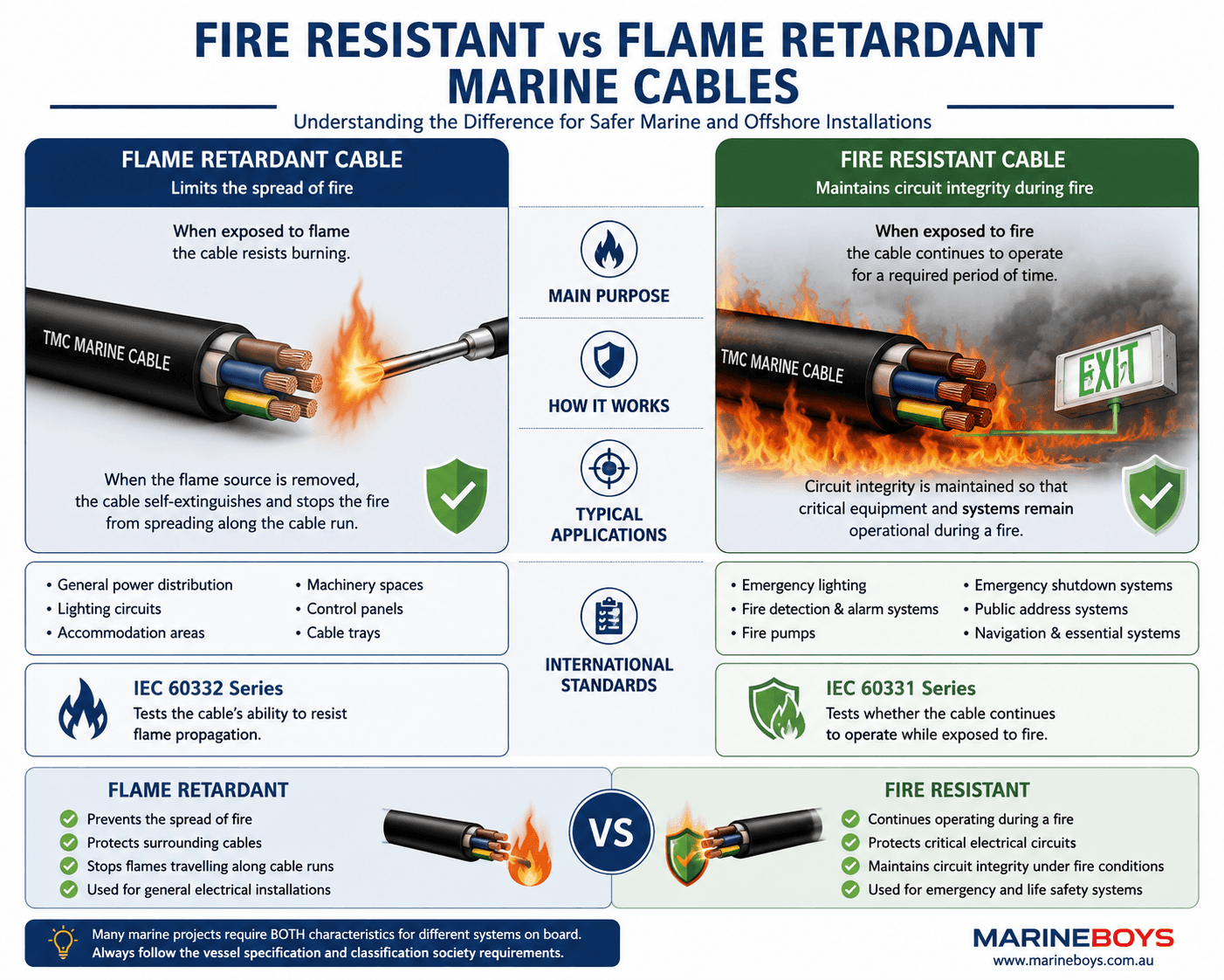 Fire Resistant vs Flame Retardant Marine Cables: What's the Difference?